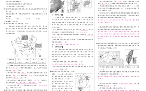人八地理期中答案_1、初中学习资料_24秋试卷_《期中模拟卷》24秋_7-9下册（2024春）_初中地理《期中试卷》7-8下册（人教版）