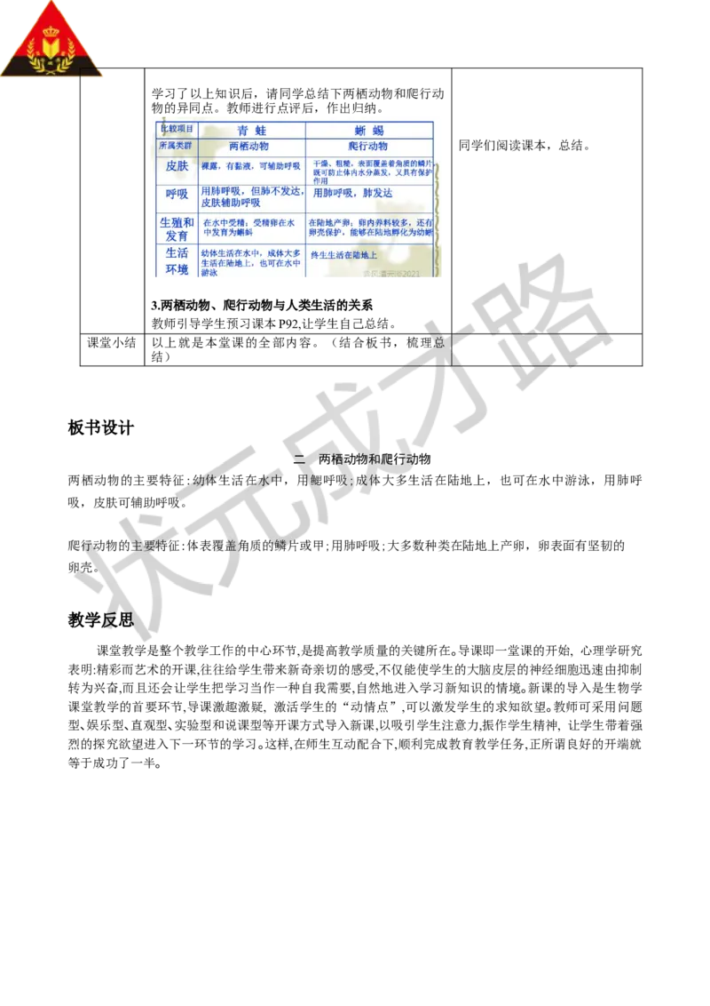 二两栖动物和爬行动物_1、初中学习资料_2024秋改版_七上生物最新版课件_教案_第二单元多种多样的生物_第二章动物的类群_第二节脊椎动物