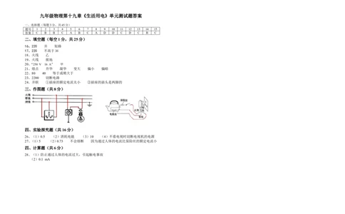 九年级物理第十九章《生活用电》单元测试题_1、初中学习资料_4-4、物理_4-4-5、初三物理全册_2024更新_人教初中物理9年级单元期中期末_第19单元