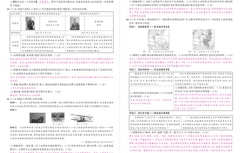 人九历史期中答案_1、初中学习资料_24秋试卷_《期中模拟卷》24秋_7-9下册（2024春）_初中历史《期中试卷》7-9下册（人教版）