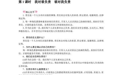人教部编八年级道德与法治上册抢分速记第6课　责任与角色同在_1、初中学习资料_4-9、政治_4-9-3、初二道法上册_5.知识点梳理部编版8上教材知识点梳理