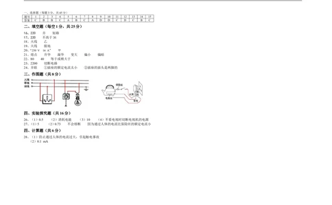 人教版初中物理九年级第十九章《生活用电》单元检测题（含答案）_1、初中学习资料_4-4、物理_4-4-5、初三物理全册_2024更新_物理9年级全：2018年试题资料