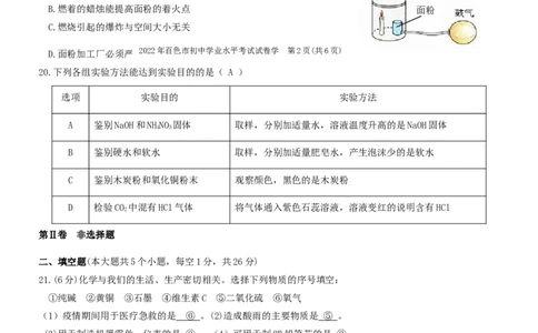 化学答案_1、初中学习资料_2024秋改版_九上化学课件最新版_化学中考真题卷（2019-2023）_2022中考化学_广西_2022年广西百色市中考真题化学