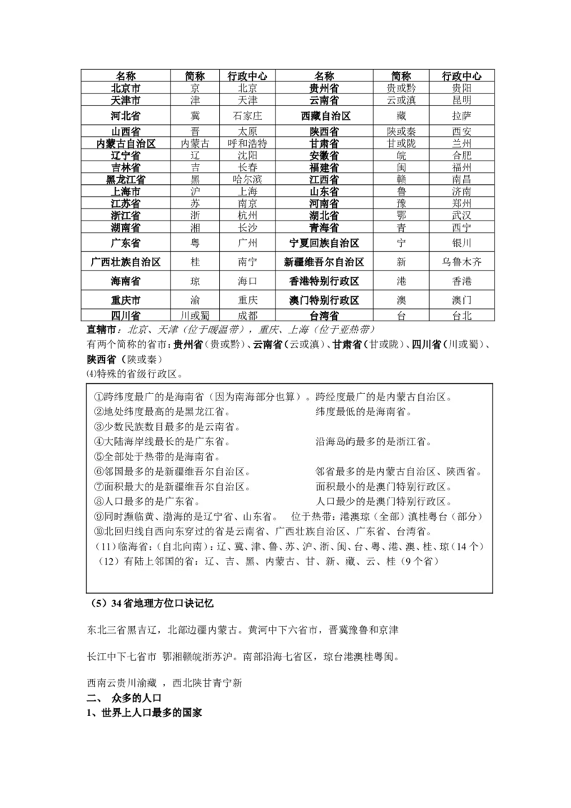 八年级地理上册学习资料_1、初中学习资料_4-8、地理_4-8-3、初二地理上册_5.知识点总结
