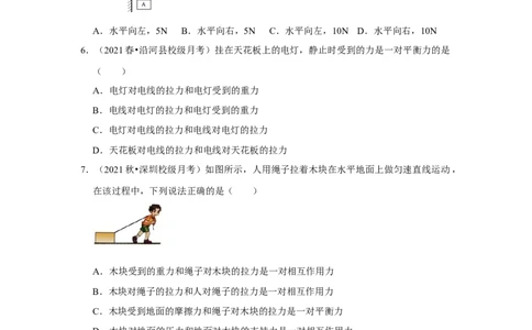 八年级下册物理第一次月考模拟测试02（原卷版）_1、初中学习资料_4-4、物理_4-4-4、初二物理下册_人教版物理八年级下月考试卷（006份）_月考试卷006套