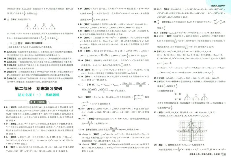 初中上分卷-数学-9上人教版答案及上分解析_1、初中学习资料_24秋试卷_2024秋初中必刷题上分卷九科电子版_数学（人教+北师大）