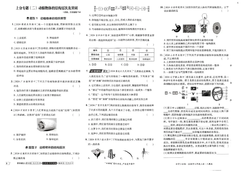 初中上分卷-生物-7上人教版_1、初中学习资料_24秋试卷_2024秋初中必刷题上分卷九科电子版_生物