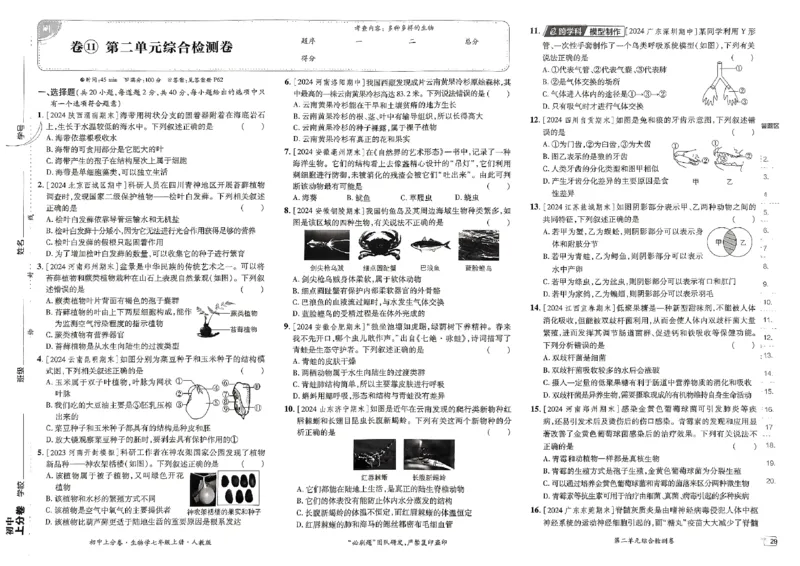 初中上分卷-生物-7上人教版_1、初中学习资料_24秋试卷_2024秋初中必刷题上分卷九科电子版_生物