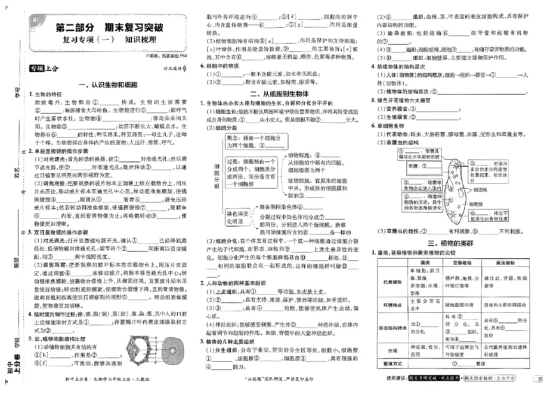 初中上分卷-生物-7上人教版_1、初中学习资料_24秋试卷_2024秋初中必刷题上分卷九科电子版_生物