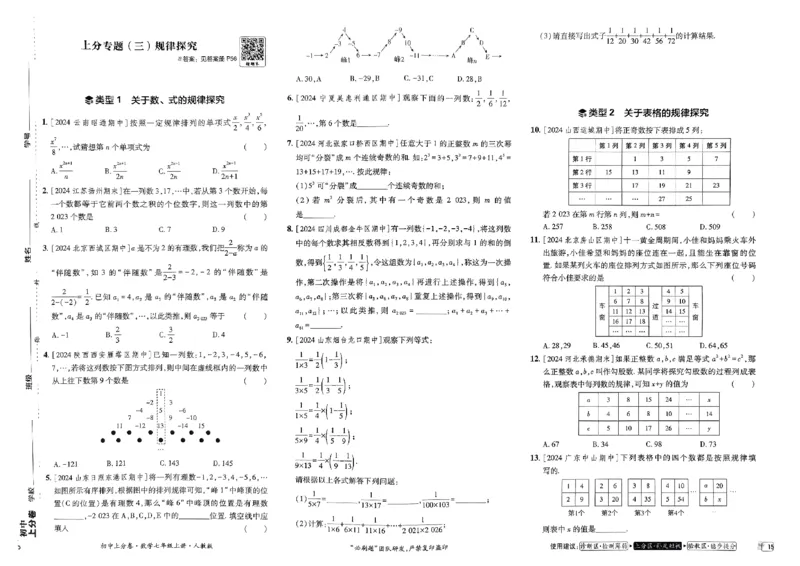 初中上分卷-数学-7上人教版_1、初中学习资料_24秋试卷_2024秋初中必刷题上分卷九科电子版_数学（人教+北师大）