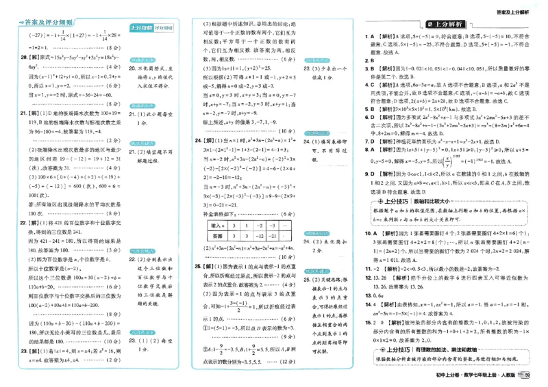 初中上分卷-数学-7上人教版答案及上分解析_1、初中学习资料_24秋试卷_2024秋初中必刷题上分卷九科电子版_数学（人教+北师大）