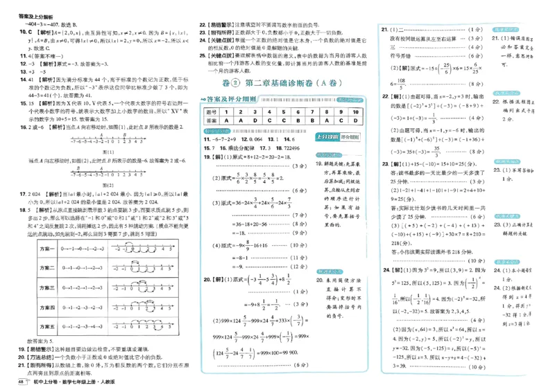 初中上分卷-数学-7上人教版答案及上分解析_1、初中学习资料_24秋试卷_2024秋初中必刷题上分卷九科电子版_数学（人教+北师大）
