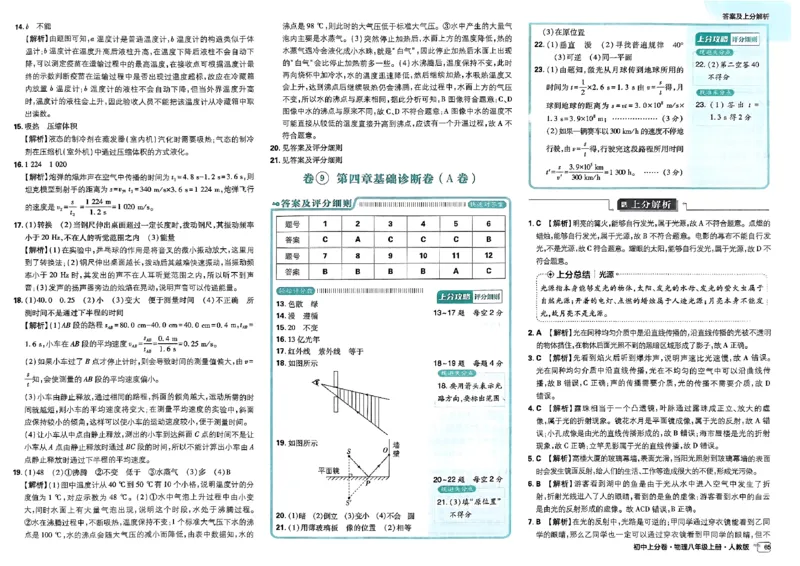 初中上分卷-物理-8上人教版答案及上分解析_1、初中学习资料_24秋试卷_2024秋初中必刷题上分卷九科电子版_物理