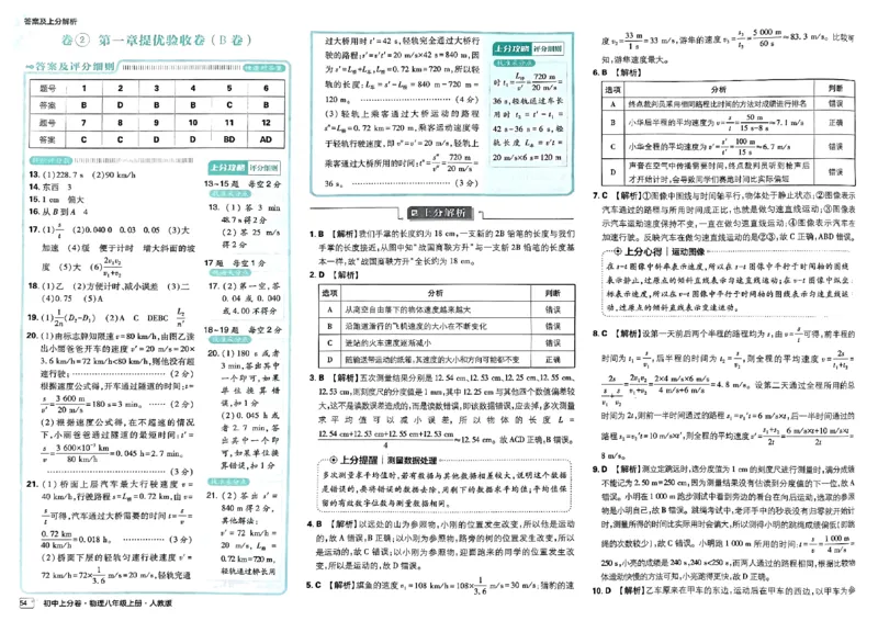 初中上分卷-物理-8上人教版答案及上分解析_1、初中学习资料_24秋试卷_2024秋初中必刷题上分卷九科电子版_物理