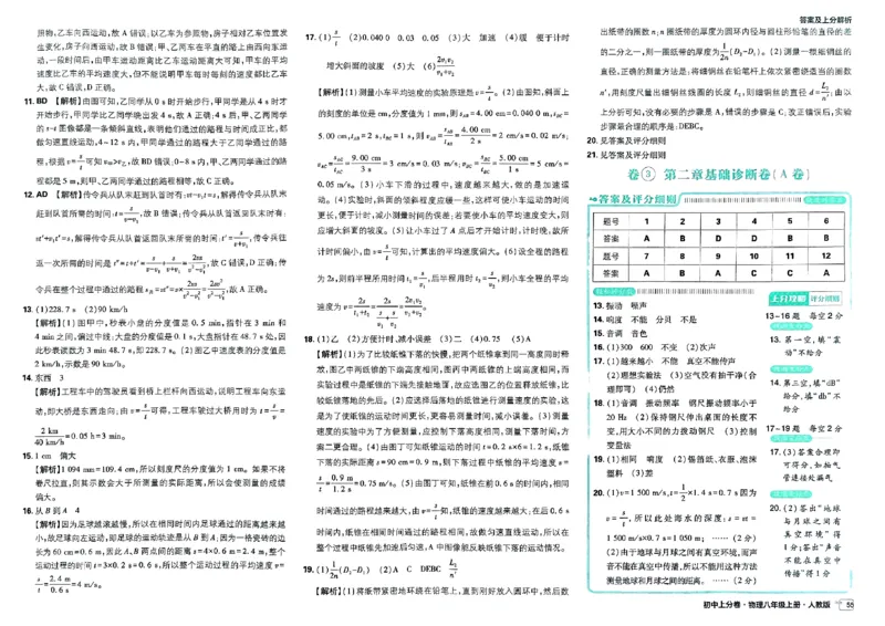 初中上分卷-物理-8上人教版答案及上分解析_1、初中学习资料_24秋试卷_2024秋初中必刷题上分卷九科电子版_物理