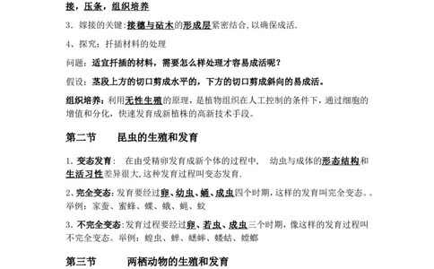 八年级生物下册学习资料_1、初中学习资料_4-6、生物_4-6-4、初二生物下册_6、知识点总结