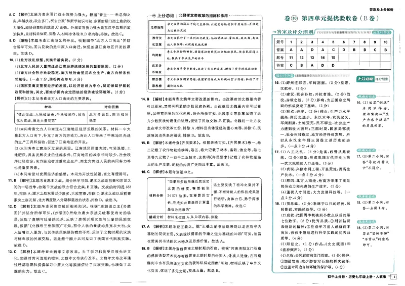 初中上分卷-历史-7上人教版答案及上分解析_1、初中学习资料_24秋试卷_2024秋初中必刷题上分卷九科电子版_历史