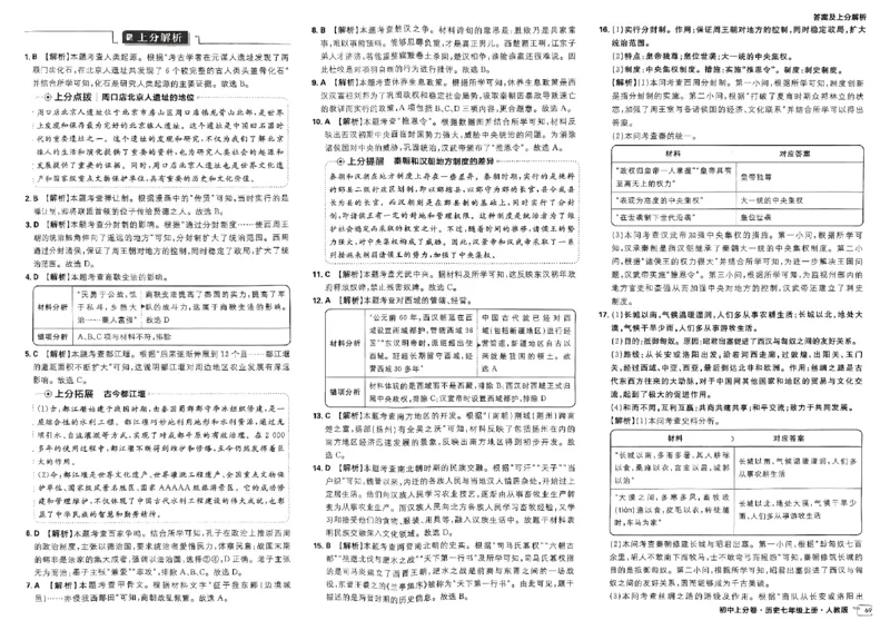 初中上分卷-历史-7上人教版答案及上分解析_1、初中学习资料_24秋试卷_2024秋初中必刷题上分卷九科电子版_历史