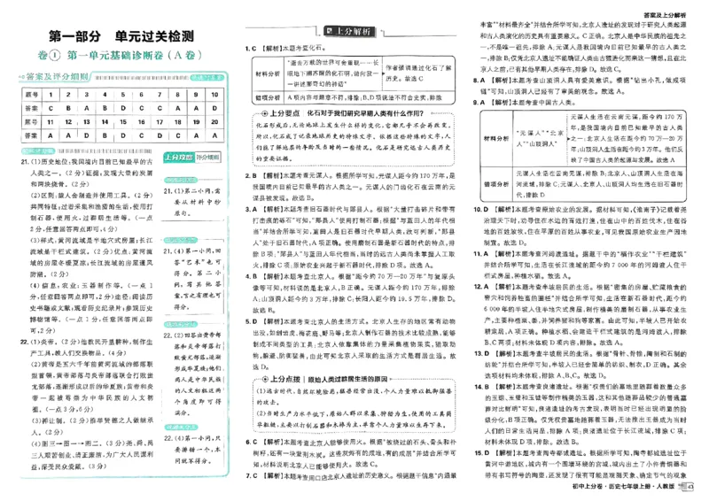 初中上分卷-历史-7上人教版答案及上分解析_1、初中学习资料_24秋试卷_2024秋初中必刷题上分卷九科电子版_历史