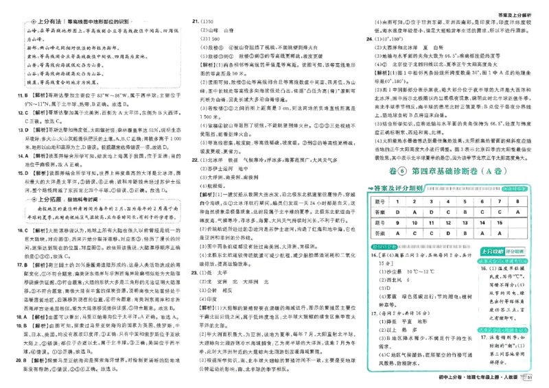 初中上分卷-地理-7上人教版答案及上分解析_1、初中学习资料_24秋试卷_2024秋初中必刷题上分卷九科电子版_地理