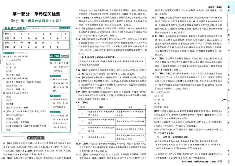 初中上分卷-地理-7上人教版答案及上分解析_1、初中学习资料_24秋试卷_2024秋初中必刷题上分卷九科电子版_地理