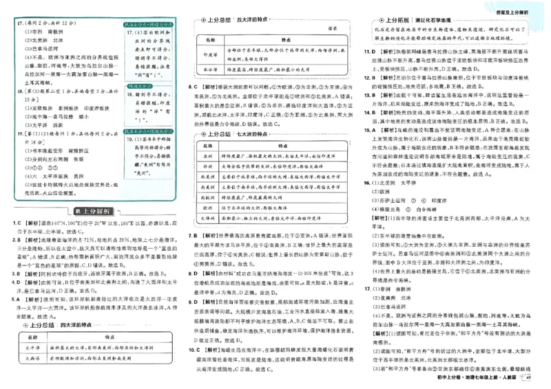 初中上分卷-地理-7上人教版答案及上分解析_1、初中学习资料_24秋试卷_2024秋初中必刷题上分卷九科电子版_地理