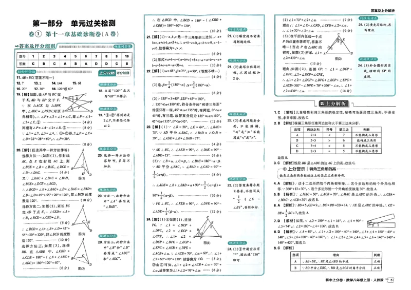 初中上分卷-数学-8上人教版答案及上分解析_1、初中学习资料_24秋试卷_2024秋初中必刷题上分卷九科电子版_数学（人教+北师大）