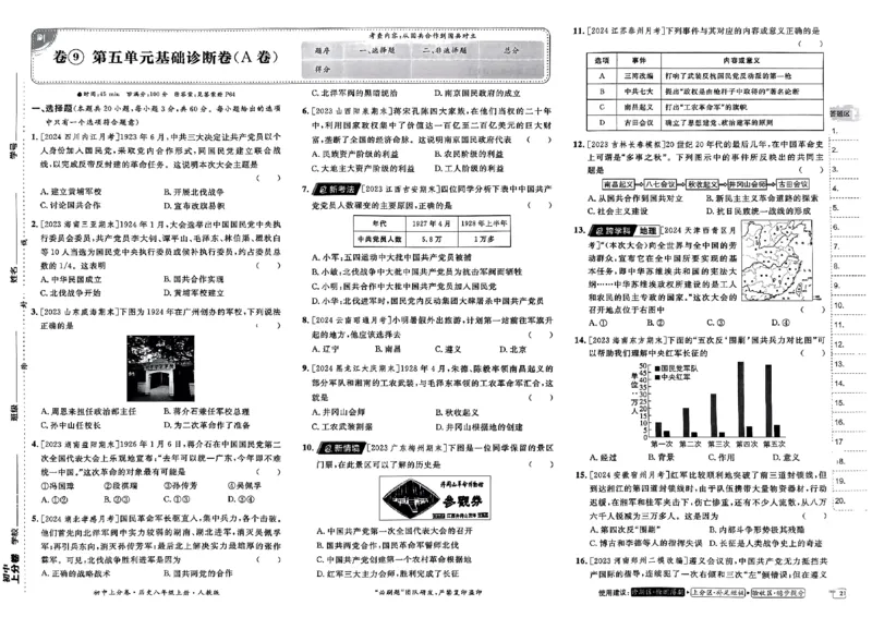 初中上分卷-历史-8上人教版_1、初中学习资料_24秋试卷_2024秋初中必刷题上分卷九科电子版_历史