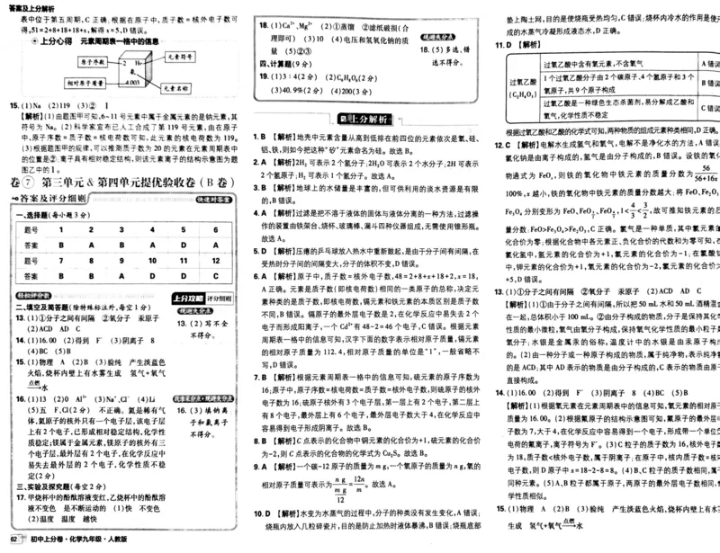 初中上分卷-化学-9上人教版答案及上分解析_1、初中学习资料_24秋试卷_2024秋初中必刷题上分卷九科电子版_化学