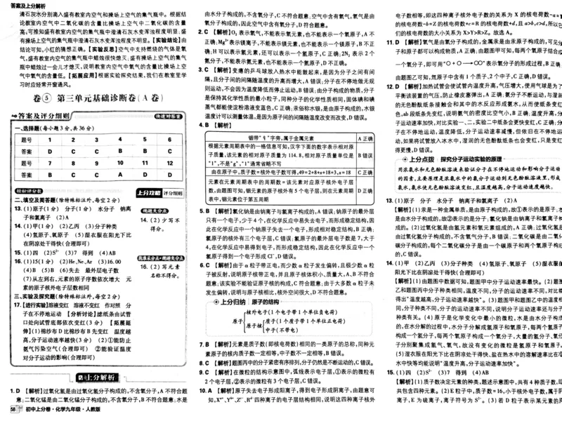 初中上分卷-化学-9上人教版答案及上分解析_1、初中学习资料_24秋试卷_2024秋初中必刷题上分卷九科电子版_化学