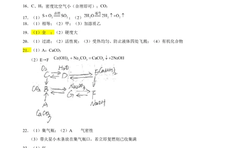 化学答案_1、初中学习资料_2024秋改版_九上化学课件最新版_化学中考真题卷（2019-2023）_2021中考化学_湖南省_2021年湖南省长沙市中考真题化学试题（图片版）
