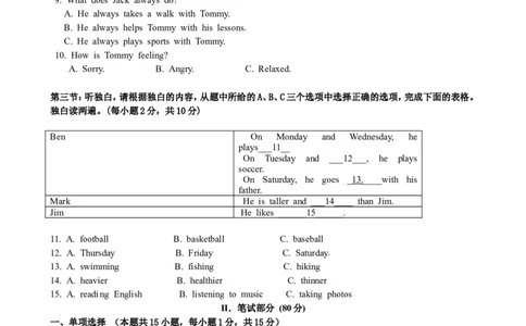 八年级上学期期中考试英语试题_1、初中学习资料_4-3、英语_4-3-3、初二英语上册_人教英语八年级上期中试卷（018份）_期中试题07.人教版八年级英语上册（含听力）（附答案）