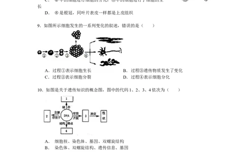 单元测试2含答案_1、初中学习资料_4-6、生物_4-6-1、初一生物上册_单元测试（20份）_2.单元测试第2套10份_第2单元
