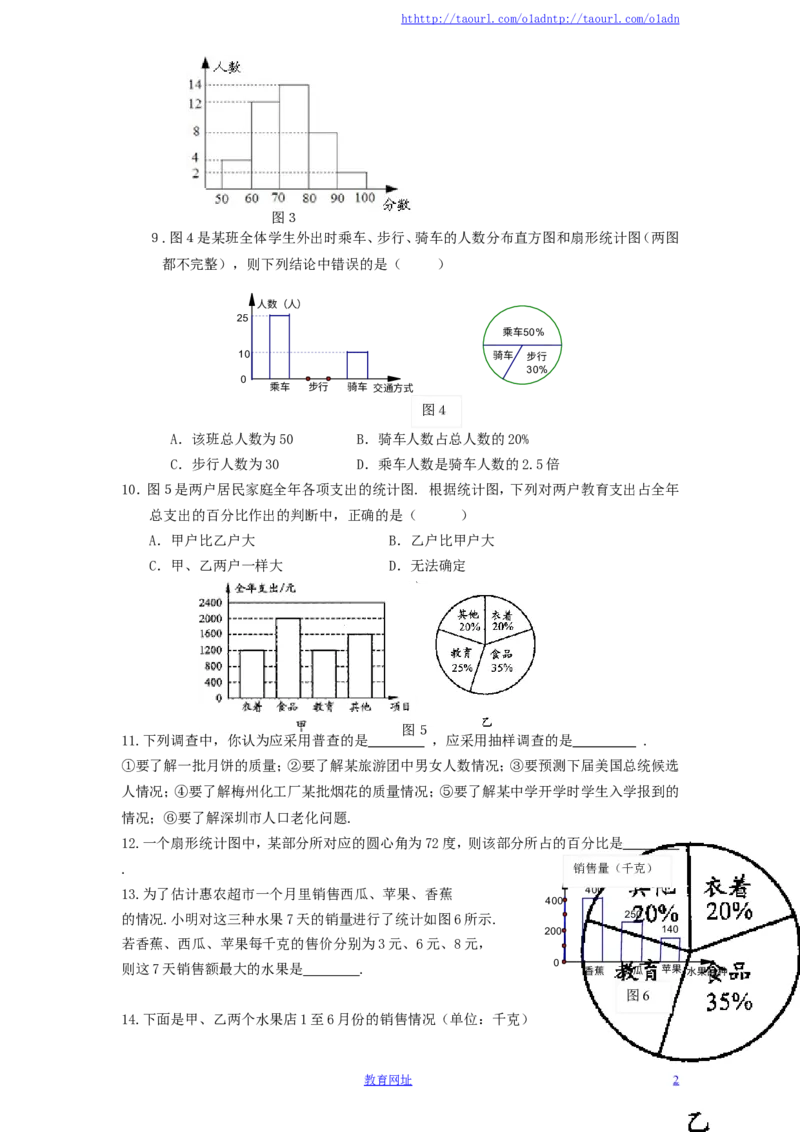 北师大版七年级数学上册第6章《数据的收集与整理》单元测试试卷及答案（5）（喜子的商铺）_1、初中学习资料_4-2、数学_北师大版_北师大版初中数学7上_单元测试