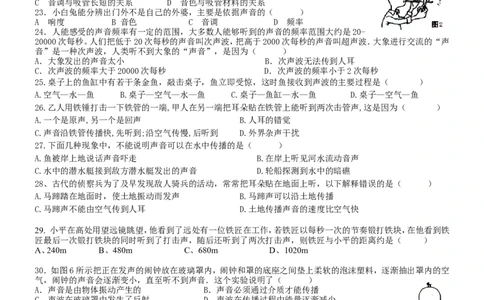 声现象单元测试题_1、初中学习资料_4-4、物理_4-4-3、初二物理上册_2023更新_人教初中物理8上单元期中期末试题_第2单元