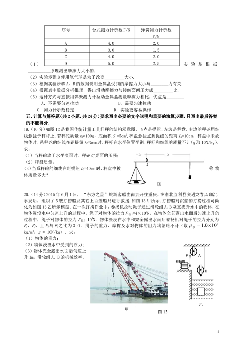 四川省宜宾市2014-2015学年八年级下学期期末考试物理试题及答案_1、初中学习资料_4-4、物理_4-4-4、初二物理下册_2023更新_八年级下册物理随堂练习、单元、期中、期末_期末
