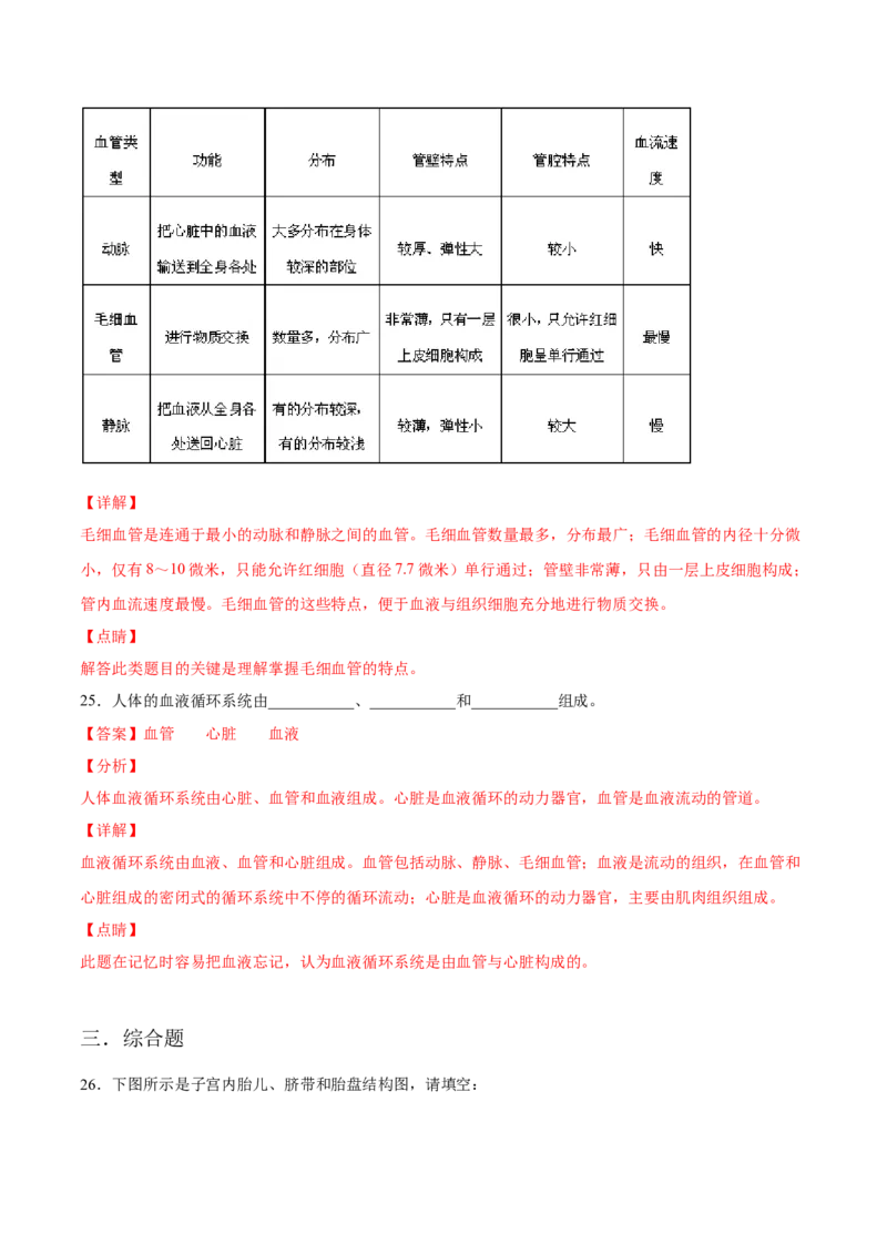 学易金卷：2020-2021学年七年级生物下学期期中测试卷（通用版）02（解析版）_1、初中学习资料_4-6、生物_4-6-2、初一生物下册_期中试卷（5份）