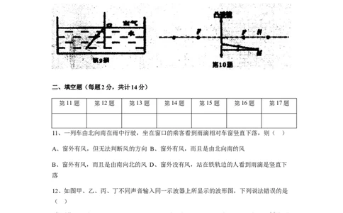 安徽省合肥市庐阳中学2020-2021学年第一学期期中考试八年级物理试卷（含答案）_1、初中学习资料_4-4、物理_4-4-3、初二物理上册_2023更新_物理8上：2020-2021各地月考、期中、期末、模拟