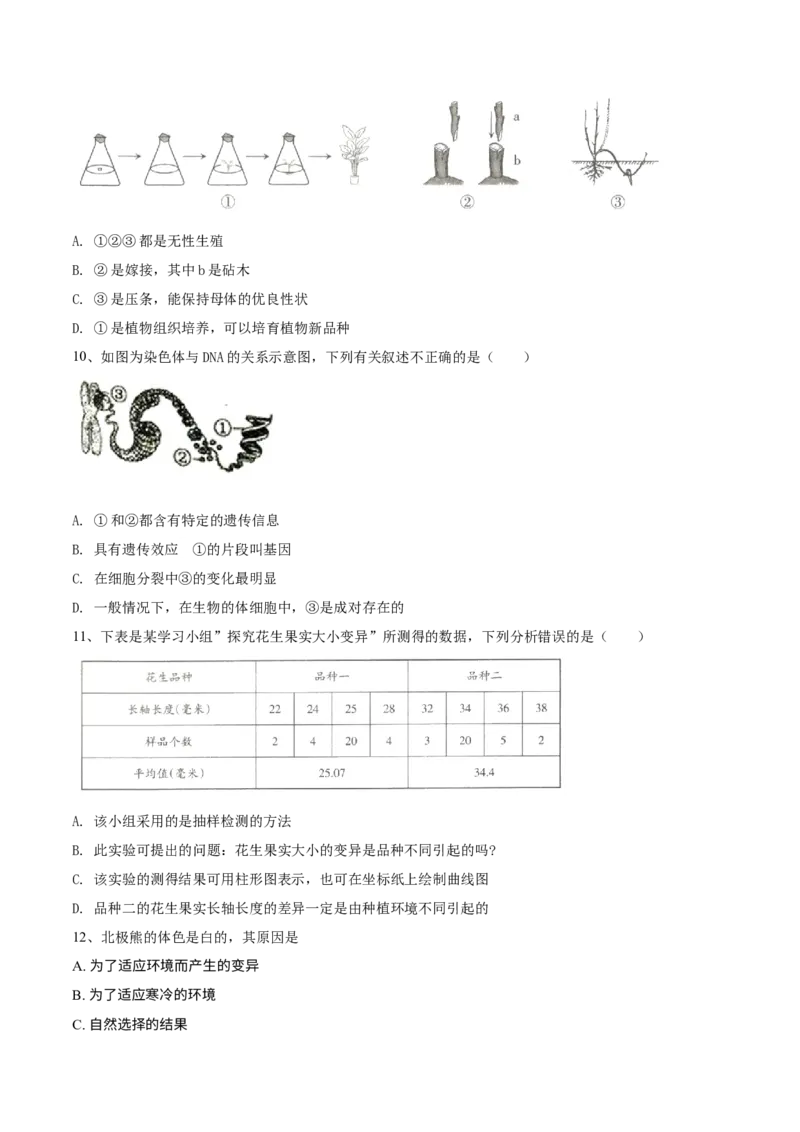 学易金卷：2020-2021学年八年级生物下学期期中测试卷（人教版）03（原卷版）_1、初中学习资料_4-6、生物_4-6-4、初二生物下册_3、期中试卷（3份）