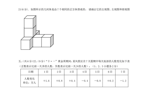 四川省金堂县五凤镇九年制学校2016-2017学年度上期期中考试七年级数学试卷（无答案）_1、初中学习资料_4-2、数学_北师大版_北师大版初中数学7上_北师大7上历年真题
