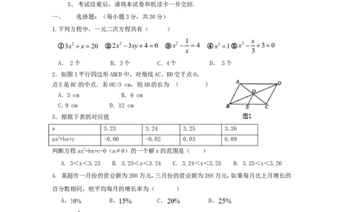 四川省达州市高级中学2016届九年级上学期期中考试数学试题_1、初中学习资料_4-2、数学_北师大版_北师大版初中数学9上_9年级上学期数学北师大综合试题