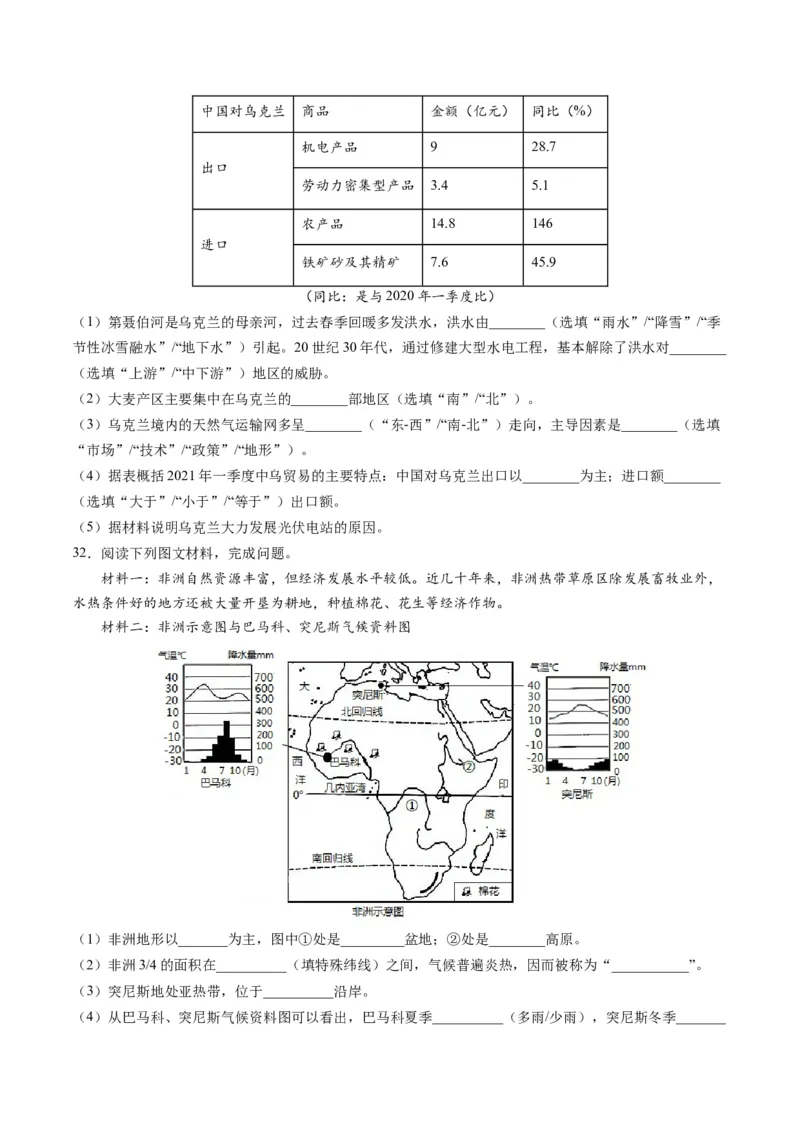 地理（人教C卷）-（考试版）A4（范围：人教版七下全册）_new_1、初中学习资料_4-8、地理_4-8-2、初一地理下册_2023更新人教版初中地理7下