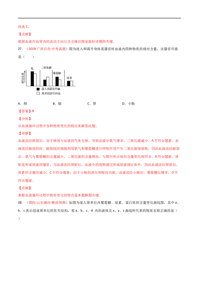 第04单元第05章人体内废物的排出单元测试（A卷.夯实基础）（A卷&bull;劣实基础）（解析版）_1、初中学习资料_4-6、生物_4-6-2、初一生物下册_单元测试（14份）