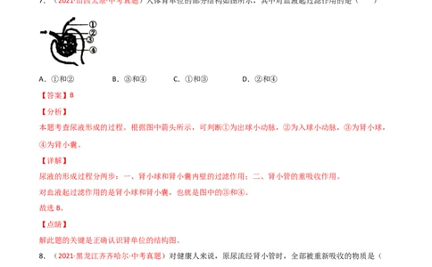 第04单元第05章人体内废物的排出单元测试（A卷.夯实基础）（A卷&bull;劣实基础）（解析版）_1、初中学习资料_4-6、生物_4-6-2、初一生物下册_单元测试（14份）