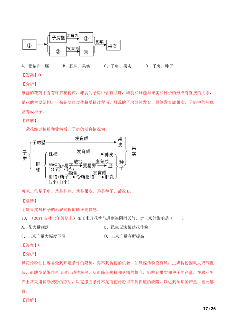 第03单元第01章生物圈中有哪些绿色植物、02章被子植物的一生单元测试（B卷&middot;提升能力）（解析版）_1、初中学习资料_4-6、生物_4-6-1、初一生物上册_单元测试（20份）