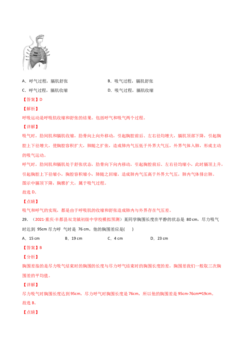 第03单元人体的呼吸（B卷&middot;提升能力）（解析版）_1、初中学习资料_4-6、生物_4-6-2、初一生物下册_单元测试（14份）