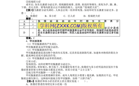 第四节激素调节练习题及答案解析_1、初中学习资料_4-6、生物_4-6-2、初一生物下册_同步练习（89份）_同步练习第2套（69份）_4.6人体生命活动的调节_第4节激素调节