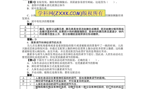 第四节激素调节练习题及答案解析_1、初中学习资料_4-6、生物_4-6-2、初一生物下册_同步练习（89份）_同步练习第2套（69份）_4.6人体生命活动的调节_第4节激素调节