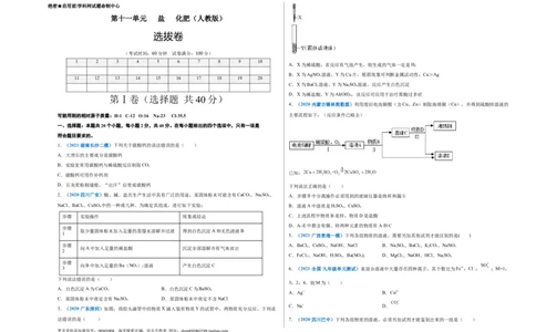 第十一单元盐化肥（选拔卷）（人教版）（考试版）_1、初中学习资料_4-5、化学_4-5-5、初三化学下册_人教化学九年级下单元试卷（040份）_单元试卷（第4套）