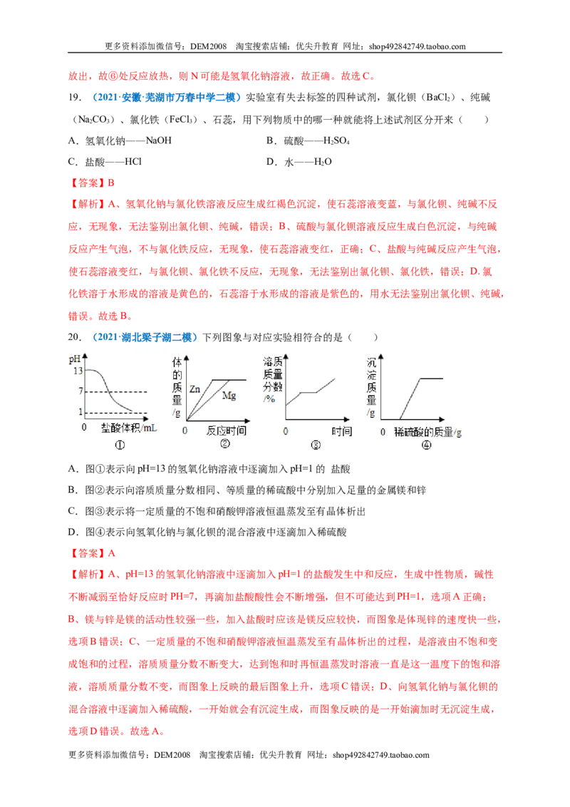 第十单元酸和碱（选拔卷）（人教版）（解析版）_1、初中学习资料_4-5、化学_4-5-5、初三化学下册_人教化学九年级下单元试卷（040份）_单元试卷（第4套）